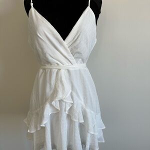 White Ruffled Wrap Dress